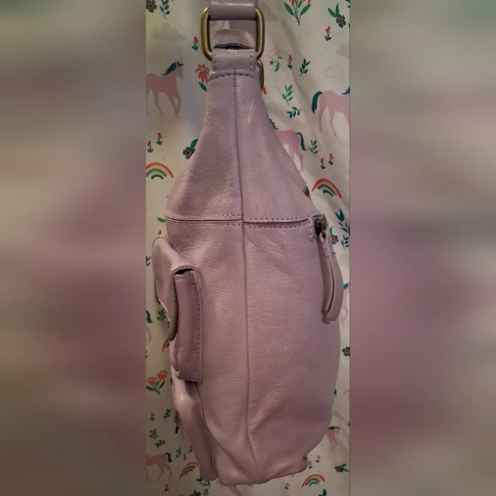 EUC American Leather ALC Jordan Purple Boho Causal Neutral Messenger Purse Bag